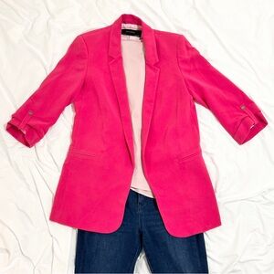 Zara Basic Barbie Pink Blazer 3/4 Sleeve Tailored Jacket